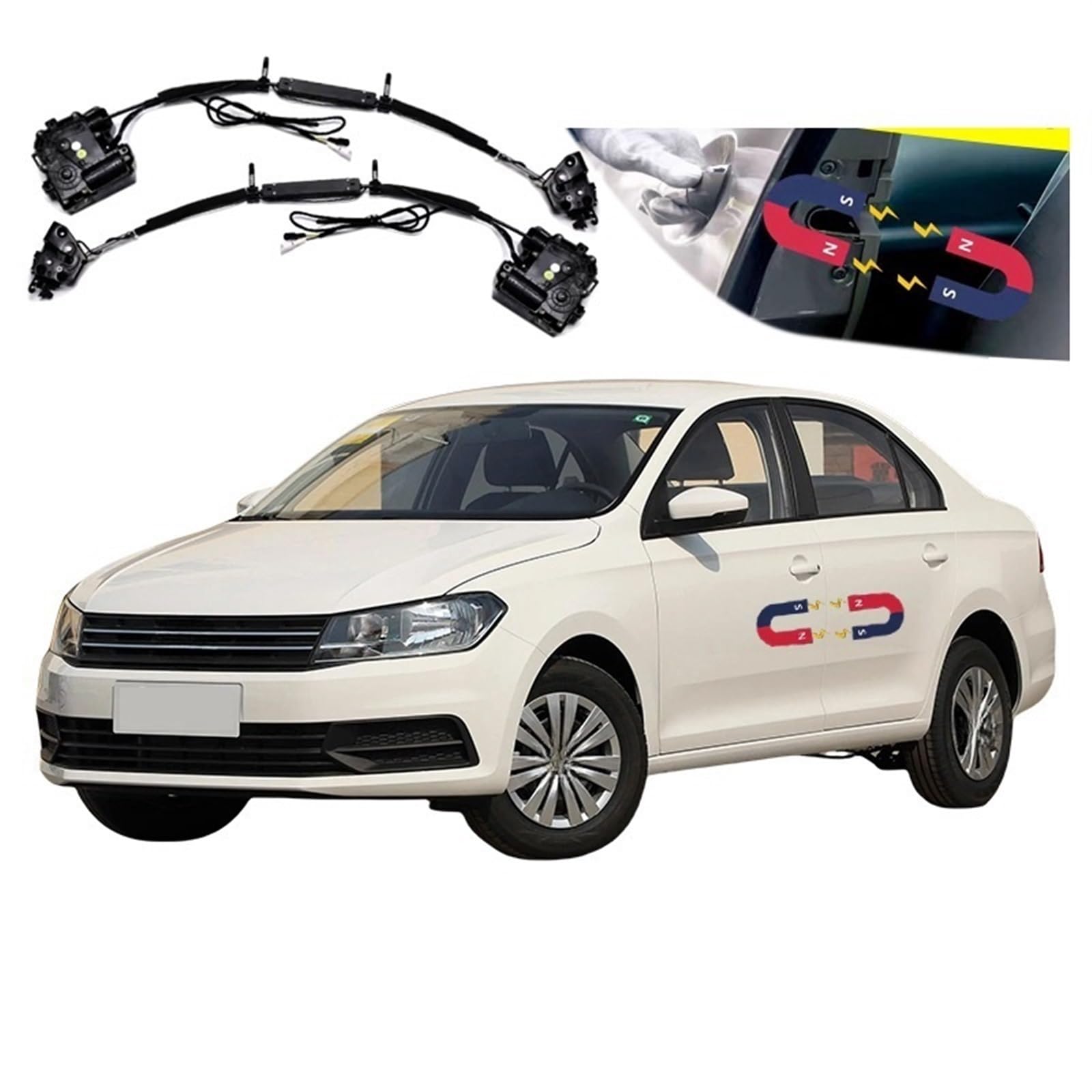 4 stücke Auto Soft-Close Türverriegelung Pass Lock Antrieb Elektrische Absorption Saug Stille Näher Kompatibel for VW Santana 2013-2019 von JLPOCRBJ