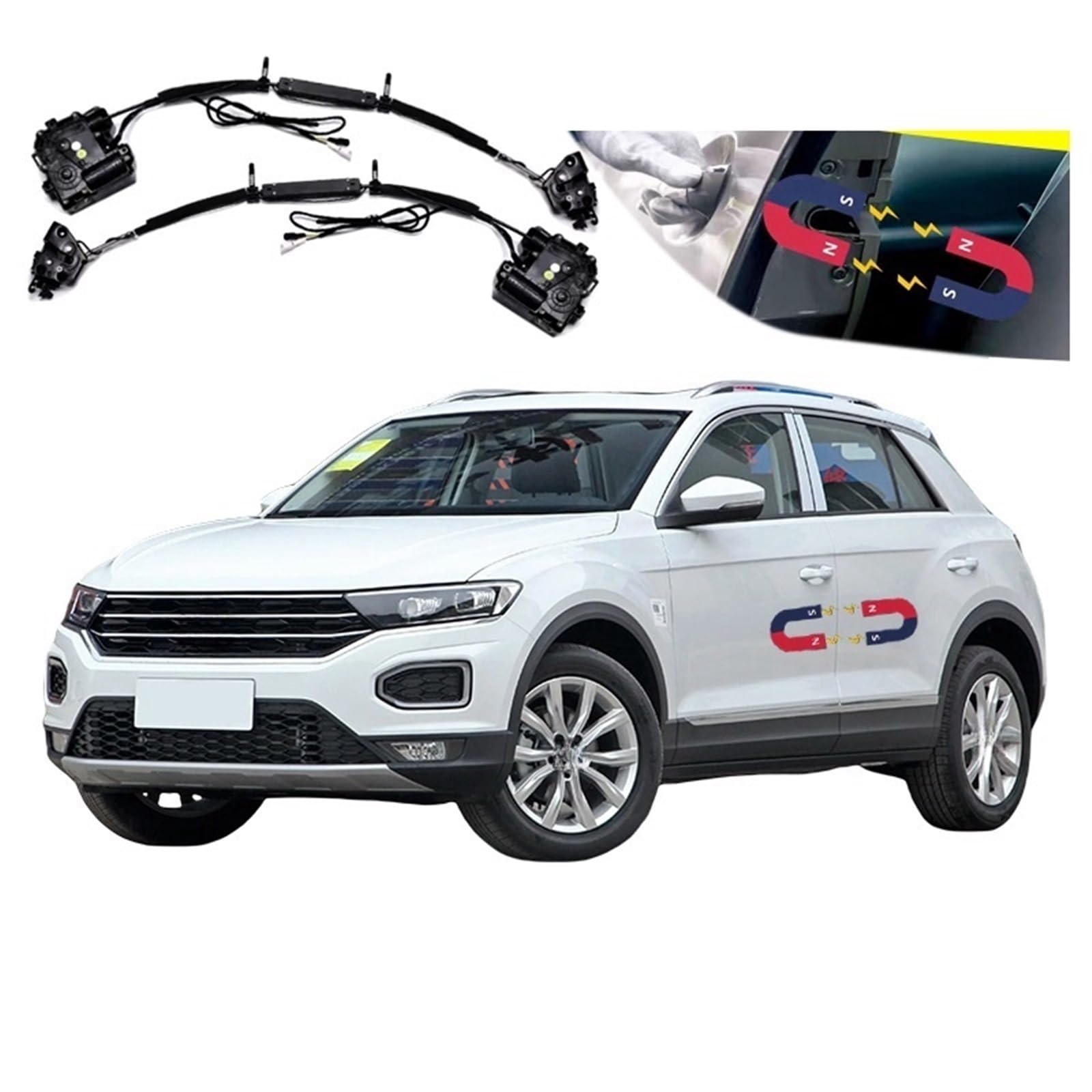 4 stücke Auto Soft-Close Türverriegelung Pass Lock Antrieb Elektrische Absorption Saug Stille Näher Kompatibel for VW T-roc 2018-2023 von JLPOCRBJ