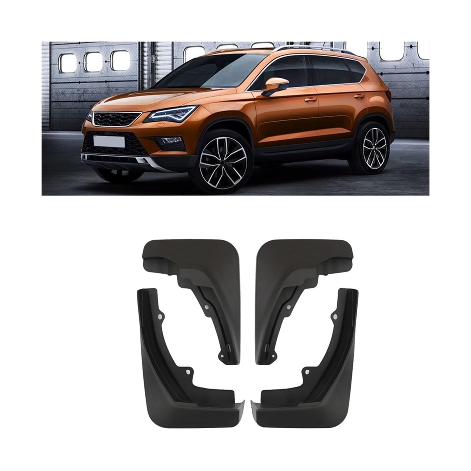 ABS Auto Schmutzfänger Spritzschutz Kotflügel Auto Styling Kompatibel for SEAT Ateca 2016-2022 2023 Schmutzfänger Vorne Hinten Kotflügel Auto Zubehör von JLPOCRBJ