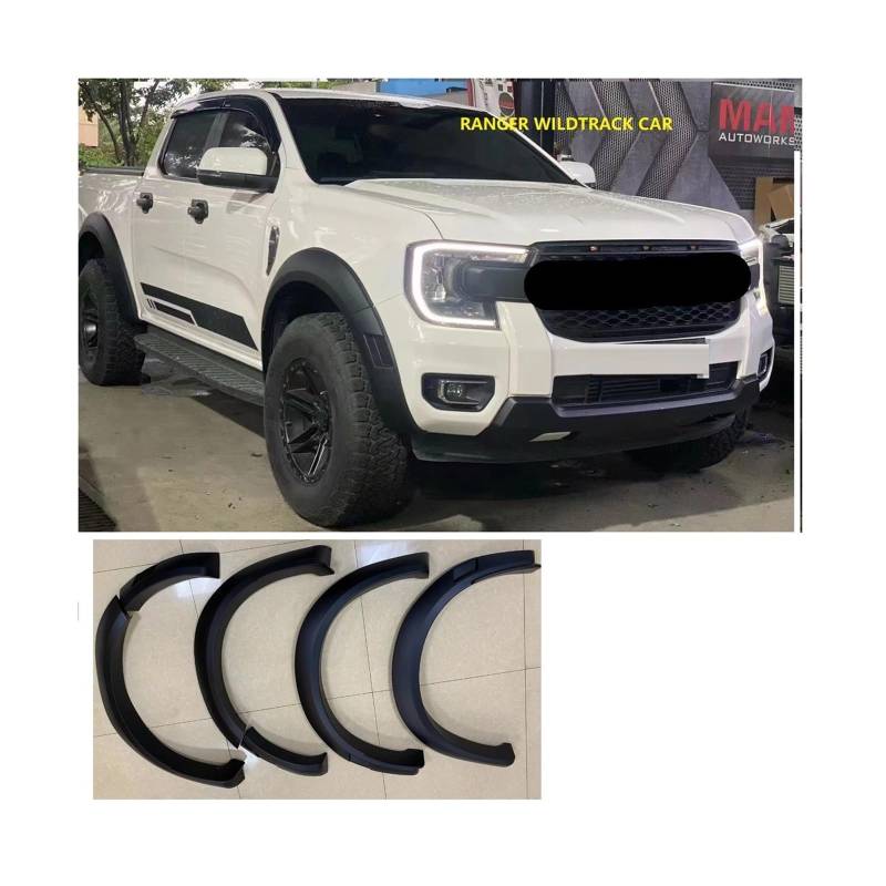 Auto Fender Flare Kompatibel for Ford Ranger T9 Wildtrack Xlt 2023 2024 2025 Auto Außen Zubehör Teile(WIldtrack No Led) von JLPOCRBJ