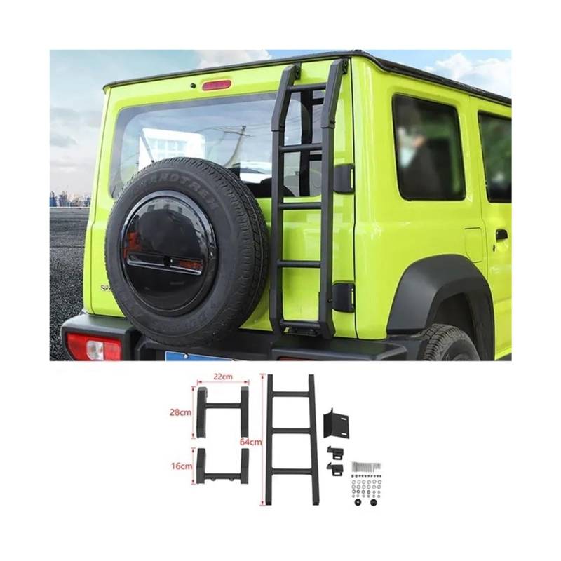 Auto-Hecktür-Heckklappenleiter-Schutzrahmen Kompatibel for Suzuki Jimny 2019 2020 2021 2022 2023 2024 Up Außenzubehör(Black A) von JLPOCRBJ