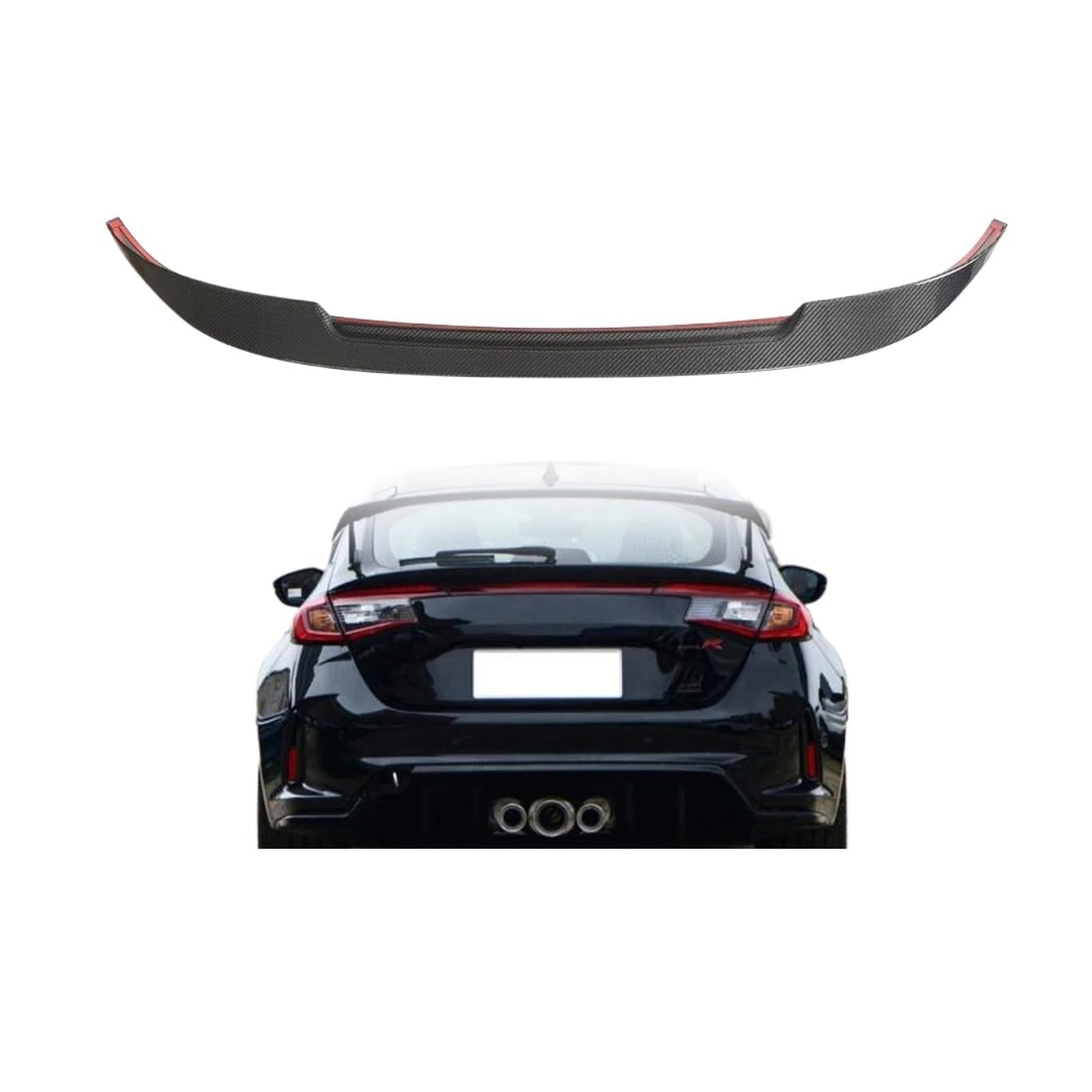 Auto Hinten Stamm Carbon Fiber Spoiler Kompatibel for Honda Civic TYPE R Limousine 2022 2023 Hinten High-Kick Schwanz spoiler Flügel Lippe Auto Zubehör von JLPOCRBJ