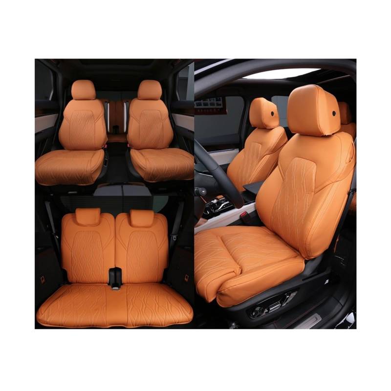 Auto Styling Custom Sitzbezug Matte Leder Auto Sitz Abdeckung Interne Zubehör Kompatibel for BYD TANG EV 6 Sitze 2022-2024(Orange) von JLPOCRBJ