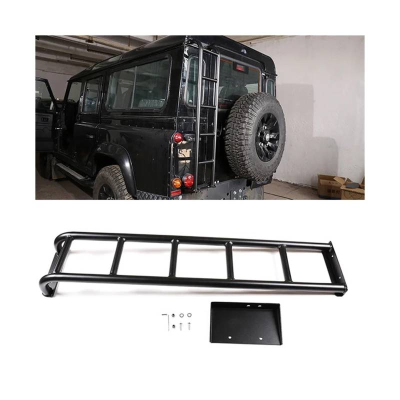 Auto-Styling-Legierung, schwarzes Auto-Hecktür-Heckklappen-Dach-Kletterleiter-Kit, kompatibel mit Land Rover Defender 90 110 2004-2009, Autozubehör(Black a) von JLPOCRBJ