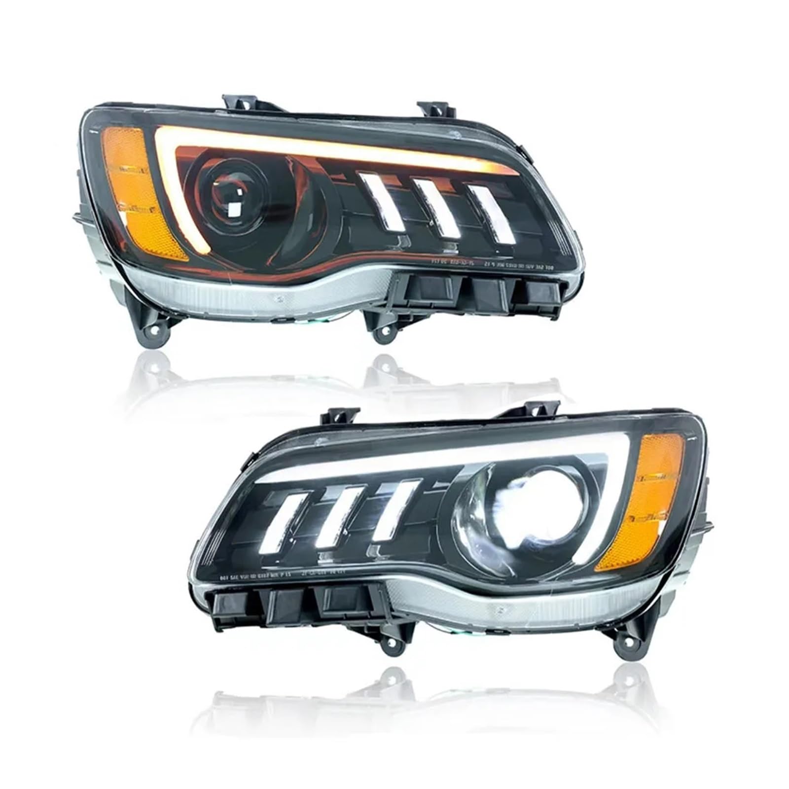 Autolampe kompatibel for Chrysler 300C LED-Scheinwerfer 2011-2017 Scheinwerfer 300C DRL Blinker Fernlicht Angel Eye Projektorlinse(Style 2) von JLPOCRBJ