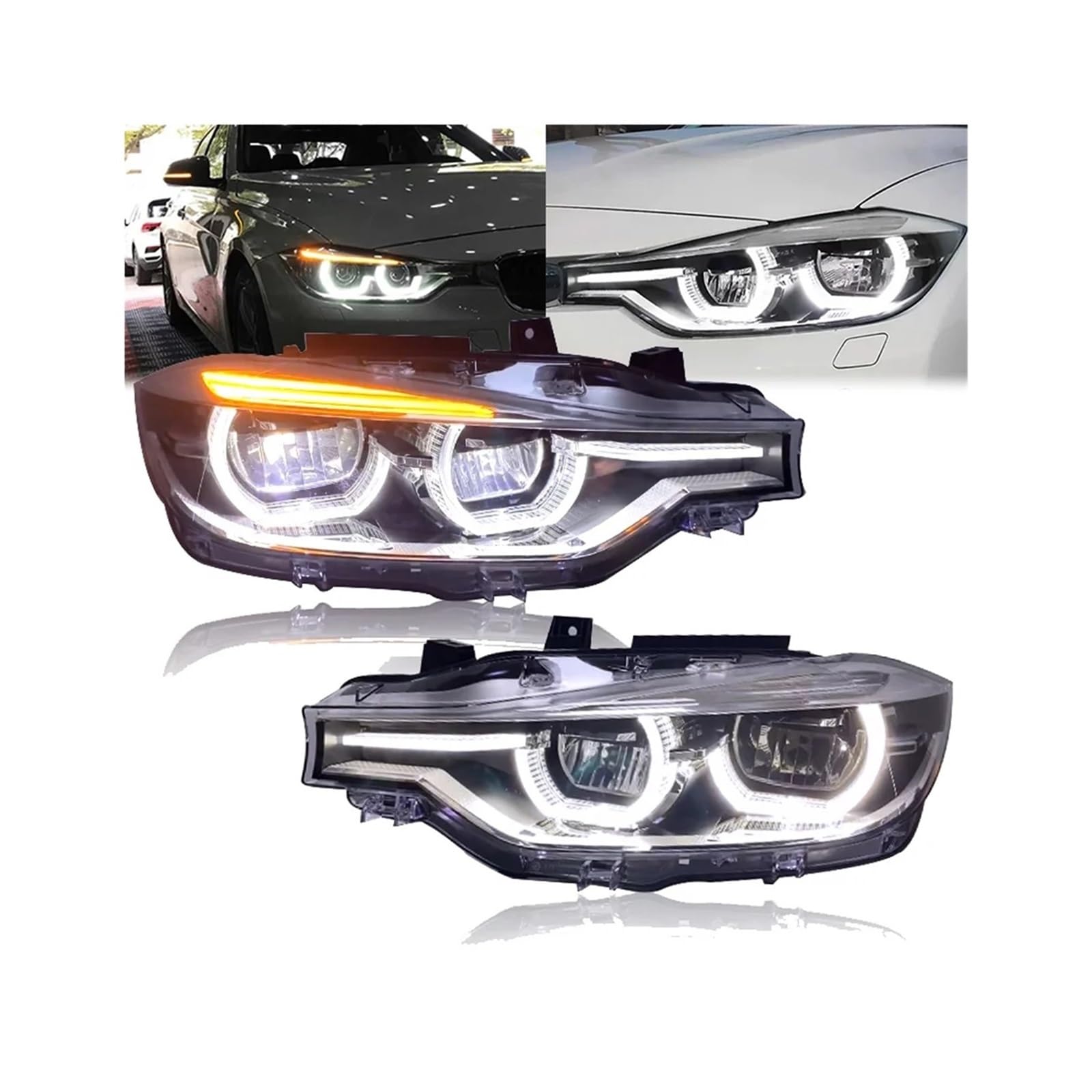 Autolichter kompatibel for BMW 3er F30 F35 F80 2013-2019 LED Dynamische Scheinwerfer DRL Angel Eye Design Projektorlinse Zubehör(Style b) von JLPOCRBJ