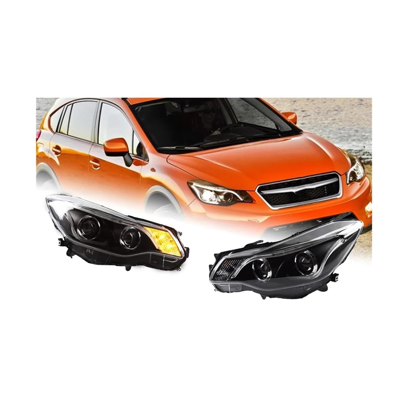 Autolichter kompatibel for Subaru XV LED-Scheinwerfer 2011-2017 XV Lampe Drl Projektorobjektiv Kfz-Zubehör(Headlight LED) von JLPOCRBJ