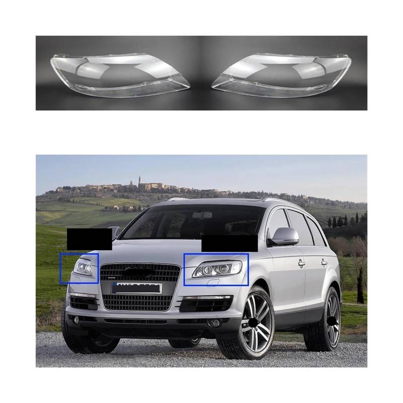 Autoscheinwerferglas Kompatibel Kompatibel for Audi Q7 2007-2015 Transparente Linsenabdeckung Ersatz Faros Delanteros Shell Klares Autozubehör(Left and Right) von JLPOCRBJ