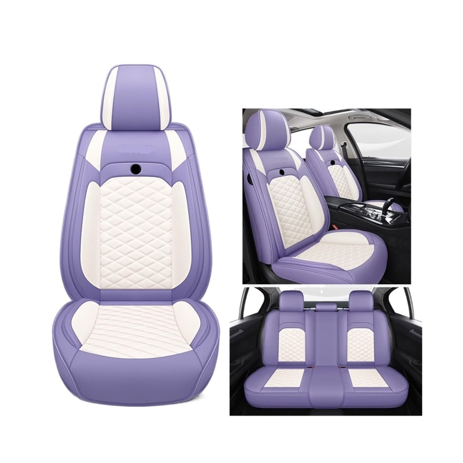 Autositzbezug, komplettes Set, kompatibel mit Renault Talisman Megane Fluence, universelle Passform, Innenzubehör, Schutz, Auto-Styling, Voiture(Purple white) von JLPOCRBJ