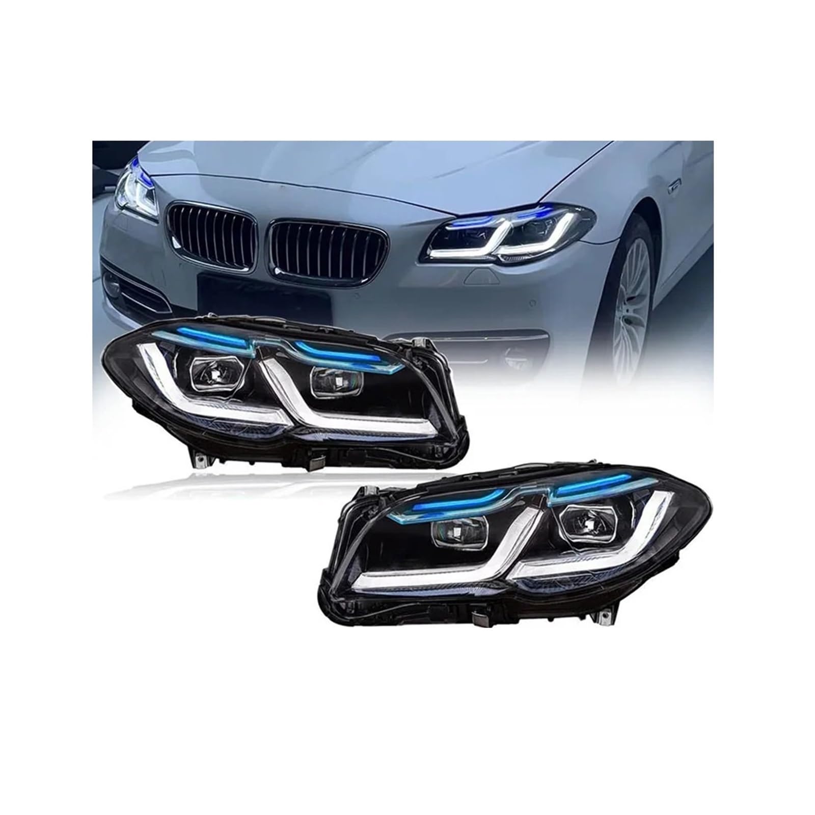 Autostil, kompatibel mit BMW F10 F18 2011–2017, LED-Scheinwerfer, 5er-Serie 520i 525i 530i, Projektorlinse, DRL-Scheinwerferbaugruppe(Style a) von JLPOCRBJ