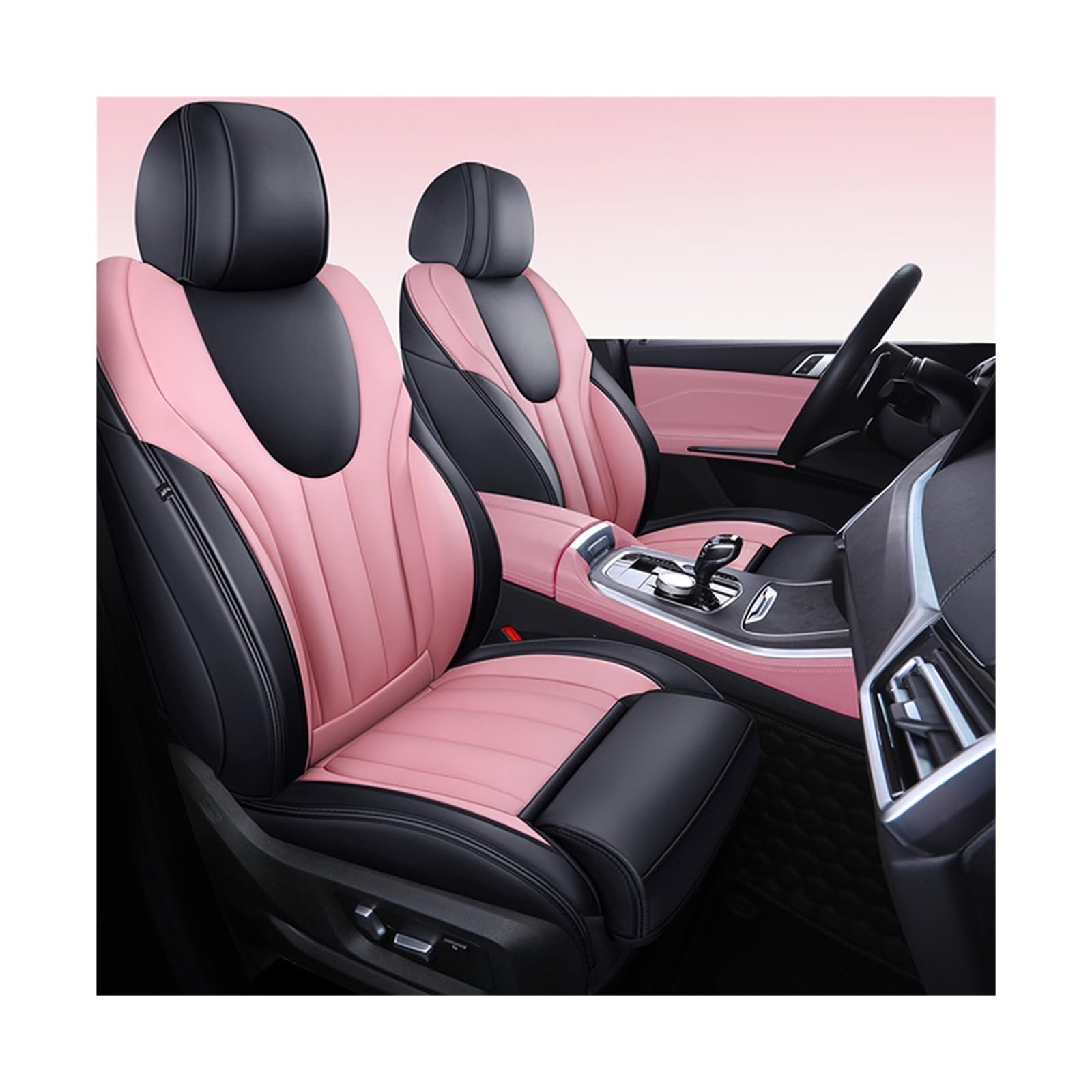 Benutzerdefinierte Autositzbezug Nappaleder 7 Sitze kompatibel for BMW X7 2019 2020 2121 G07 Autozubehör Innenraum Frau Sitzbezüge Rosa(BLACK PINK) von JLPOCRBJ