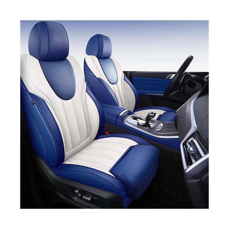 Benutzerdefinierte Autositzbezug Nappaleder 7 Sitze kompatibel for BMW X7 2019 2020 2121 G07 Autozubehör Innenraum Frau Sitzbezüge Rosa(BLUE WHITE) von JLPOCRBJ