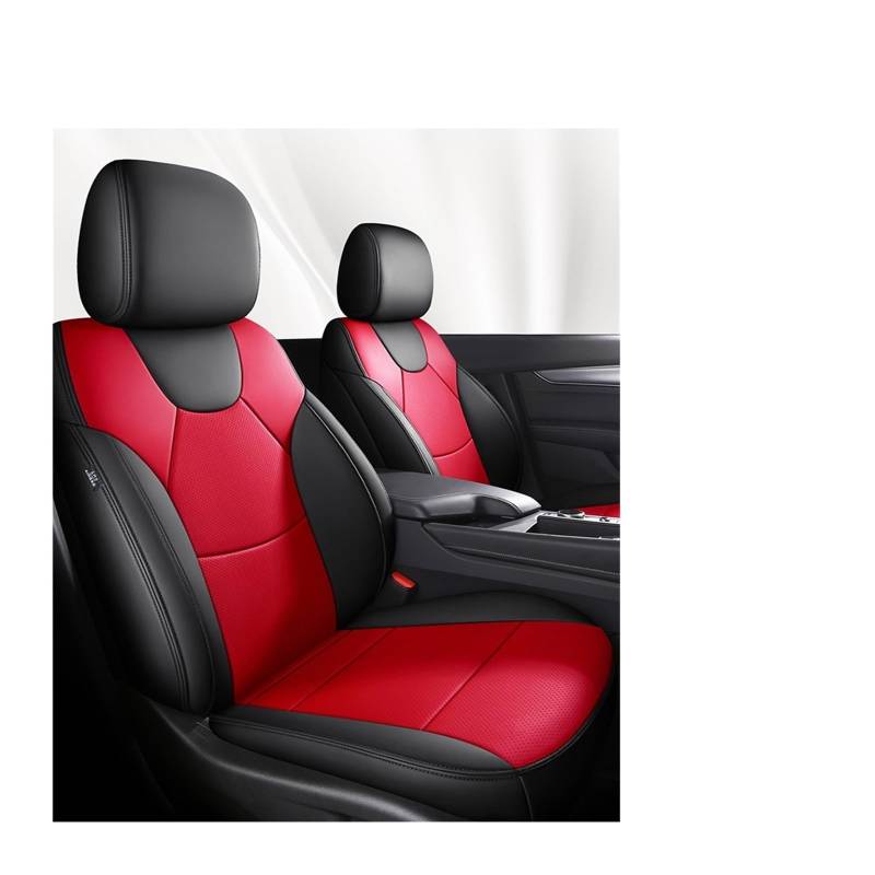 Benutzerdefinierte Autositzbezug Nappaleder for Auto kompatibel for Cadillac CT5 Autoinnenausstattung Sitzkissen Styling wasserdicht(BLACK RED) von JLPOCRBJ