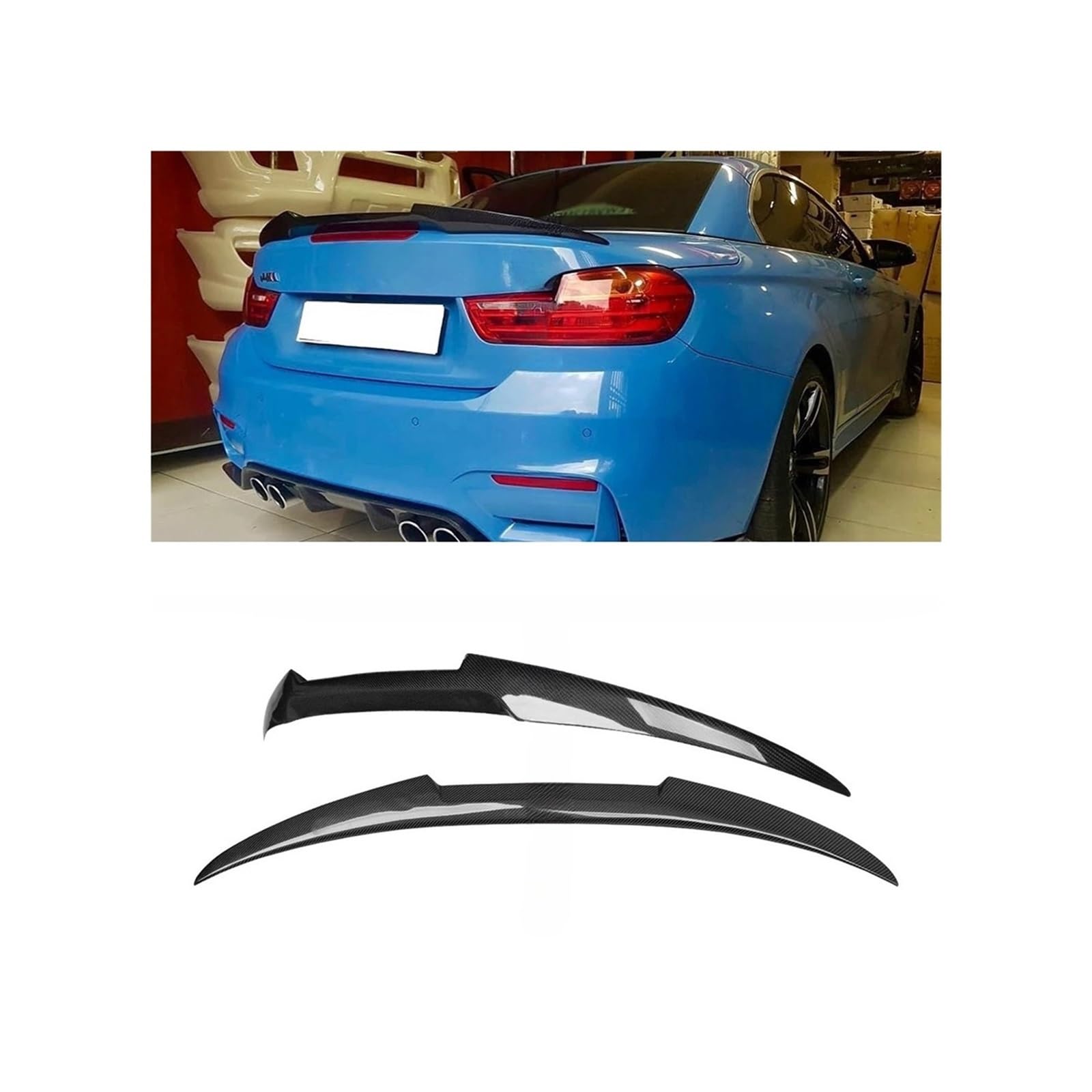 Kompatibel for BMW 4er-Serie F33 Cabrio & M4 F83 P/CS/M4 Stil Kohlefaser-Heckspoiler-Kofferraumflügel 2013–2020 430i 435i 440i M4(M4 Style Spoiler) von JLPOCRBJ