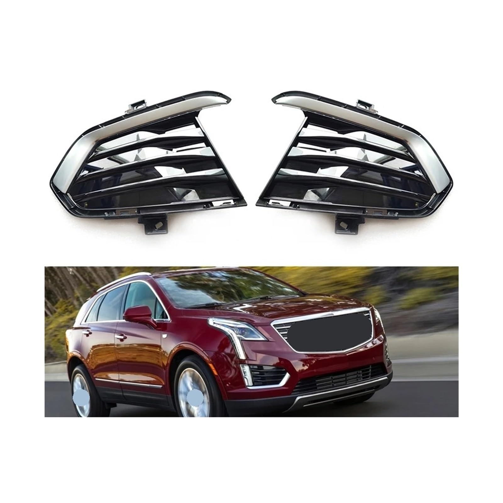 Kompatibel for Cadillac XT5 2017 2018 2019 2020 Nebelscheinwerferrahmen Frontstoßstange Nebelscheinwerferabdeckung Frontstoßstange Nebelscheinwerfergitter von JLPOCRBJ