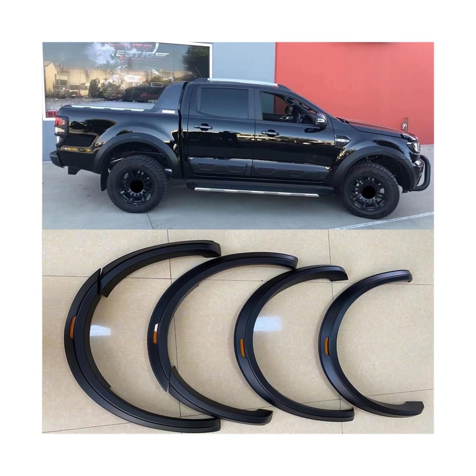 Kompatibel for Ford Ranger Wildtrak Raptor 2015–2018 T7 T8 2019–2022 Kotflügelverbreiterungen, Radlauf-Zubehör, schwarze Farbe, Auto-Styling-Formteil(T7 no senor hole) von JLPOCRBJ