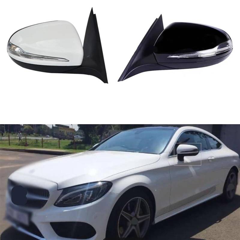 Kompatibel for Mercedes Benz W205 C-Klasse C180 C300 C200 C260 2014 2015 2016 2017 2018. Auto-Seiten-Rückspiegel-Montage, toter Winkel(Left and Right Black) von JLPOCRBJ