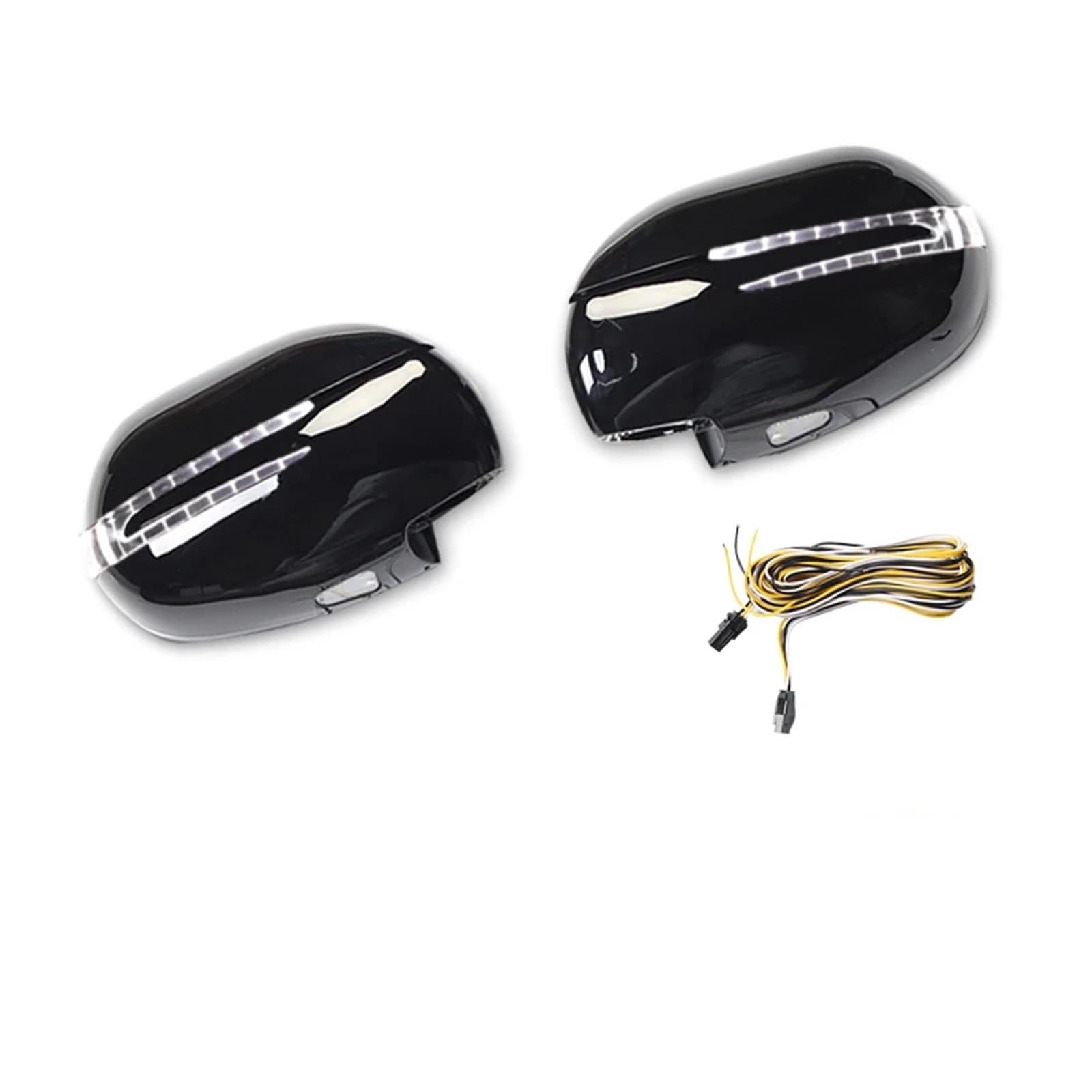 Kompatibel mit Toyota Land Cruiser Prado 120 2003–2009, Rückspiegelabdeckung, dynamische Glühbirne, FJ120, LC120, LED-Blinker, Modifikationszubehör(03-09 Black B(no lamp)) von JLPOCRBJ