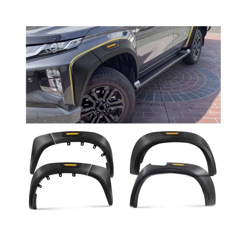 Kotflügel Radlauf kompatibel for Mitsubishi L200 Triton 2019 2020 2021 2022 2023 Mattschwarz Dekoration Kotflügelverbreiterungen Autozubehör(With reflector) von JLPOCRBJ