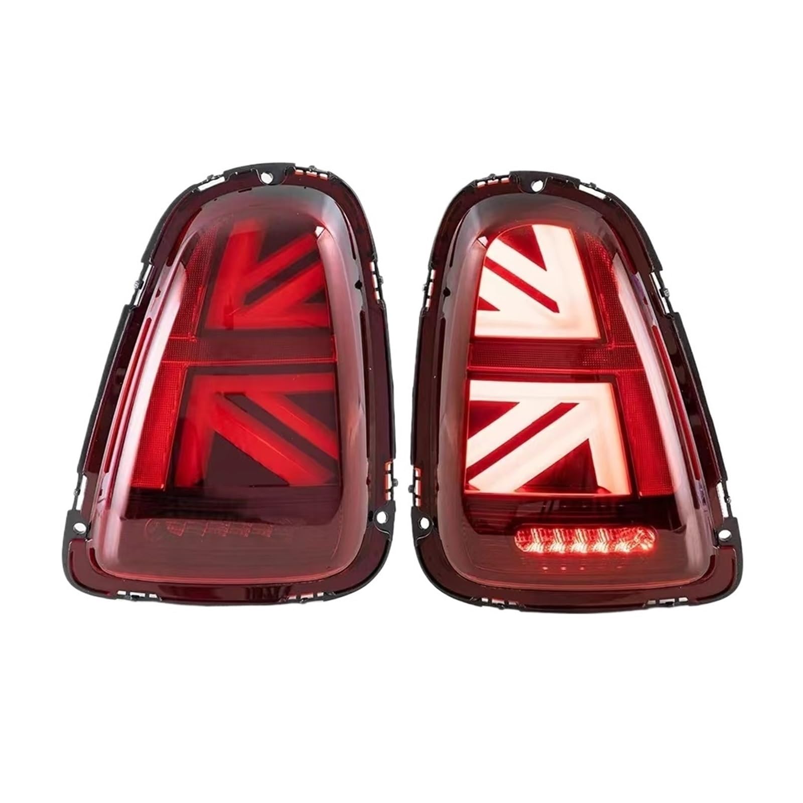 LED-Rückleuchten-Baugruppe Kompatibel for BMW Mini Cooper R56 R57 R58 R59 2007-2013 Rückleuchte DRL Nebelscheinwerfer Plug and Play Union Jack(Red,2011-2013) von JLPOCRBJ