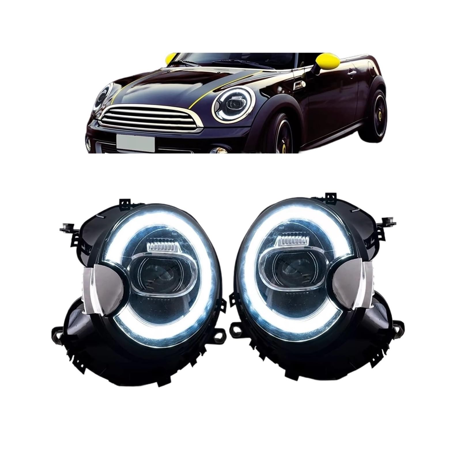 LED-Scheinwerfer kompatibel for BMW Mini Cooper R55 R56 R57 R58 R59 2007–2013 mit Start-up-Frontlampen, Projektor, Ersatzmontage, Accessar von JLPOCRBJ