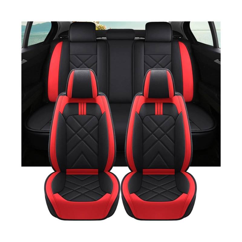 Leder-Autositzbezug, kompatibel mit Mitsubishi ASX Arona, kompatibel mit Hyundai I20 Rav4 Ioniq 5 Auto(Front seat red and black) von JLPOCRBJ