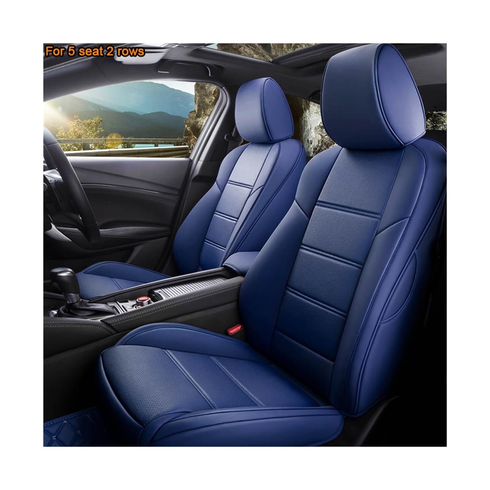 Maßgefertigter Autositzbezug aus Leder, kompatibel mit Toyota Corolla PRIUS Prado Land Cruiser RAV4 CROWN Camry Highlander CH-R Alphard(Blue) von JLPOCRBJ