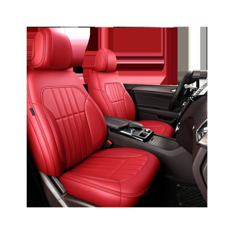 Maßgeschneiderte Autozubehör-Sitzbezüge for 5 Sitze, komplettes Set aus Leder, speziell kompatibel for Mercedes Benz W204 W205 W211 W203(Red) von JLPOCRBJ