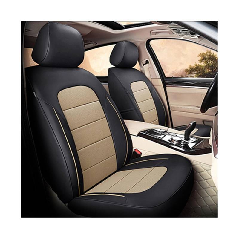 Maßgeschneiderte Sitzbezüge aus echtem Leder, 14 Stück, kompatibel mit Mercedes Benz GLE450 GLE350 GLE320 Coupe 2020(Black X Beige) von JLPOCRBJ