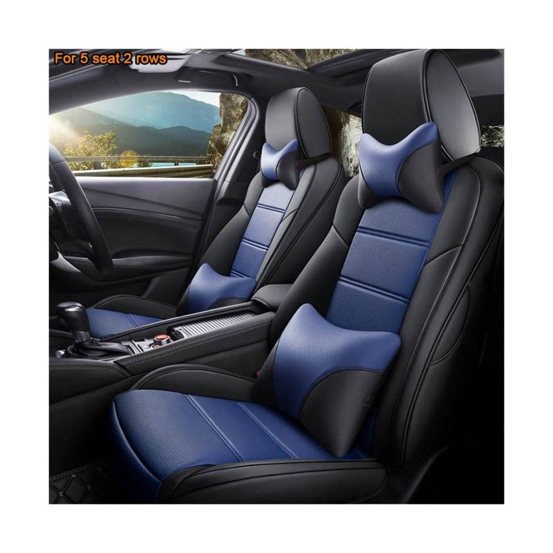 Maßgeschneiderter Autositzbezug aus Leder, kompatibel mit BMW 3/4 Serie E46 E90 E91 E92 E93 F30 F31 F34 F35 G20 G21 F32 F33 F36(Black blue 1) von JLPOCRBJ