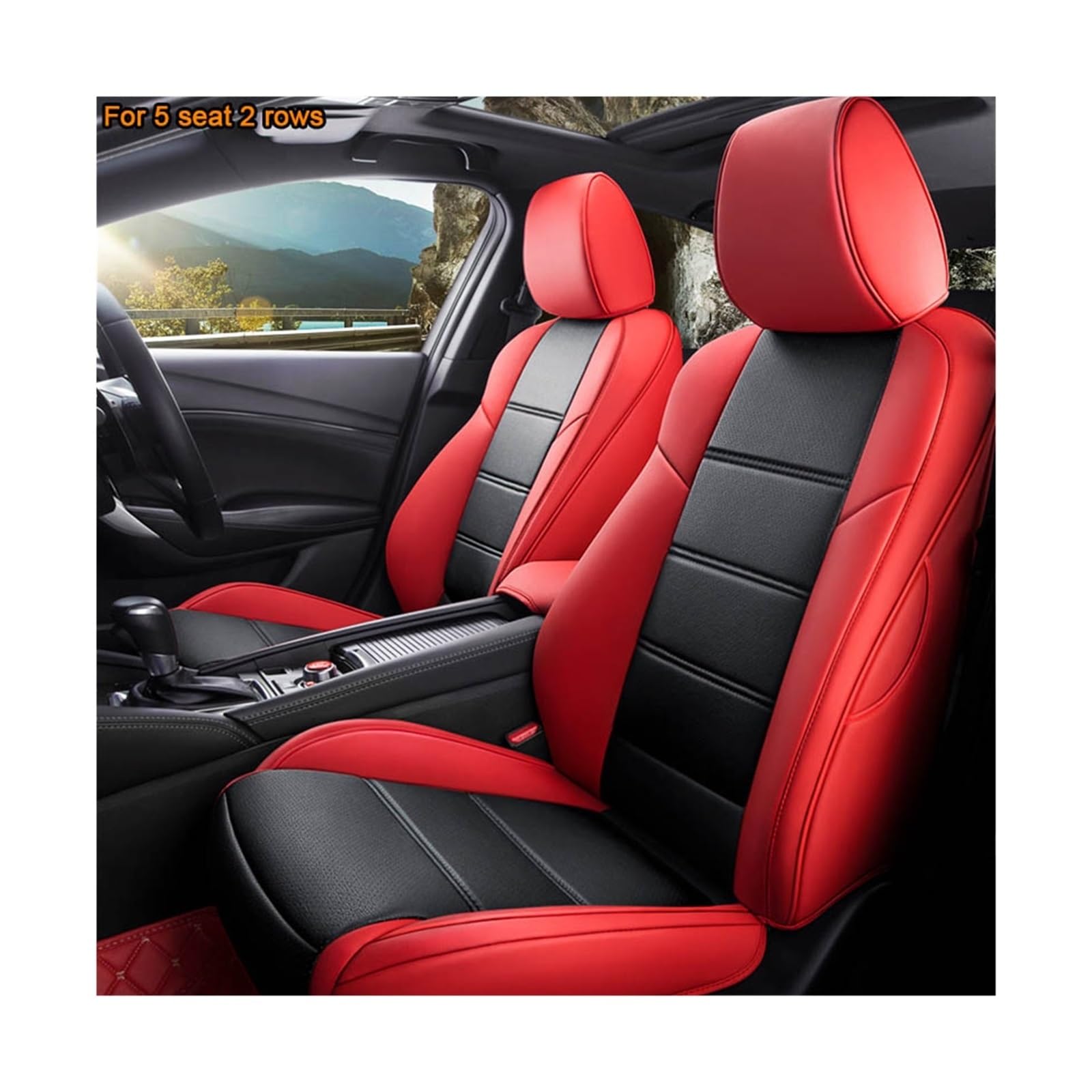 Maßgeschneiderter Autositzbezug aus Leder, kompatibel mit BMW 3/4 Serie E46 E90 E91 E92 E93 F30 F31 F34 F35 G20 G21 F32 F33 F36(Black red) von JLPOCRBJ