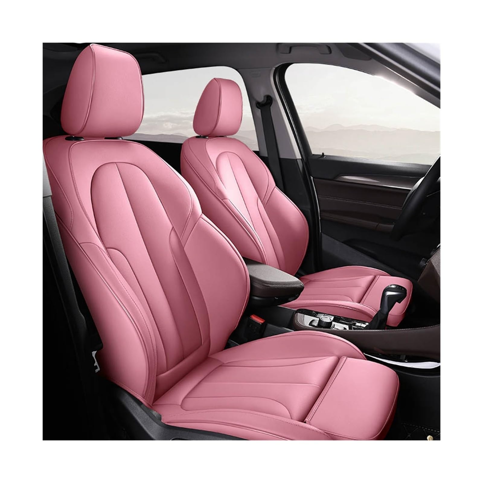 Maßgeschneiderter Leder-Autositzbezug kompatibel for BMW 1er E81 E82 E87 E88 F20 F21 F52 F40 2er F22 F23 F44 F45 F46(Pink) von JLPOCRBJ