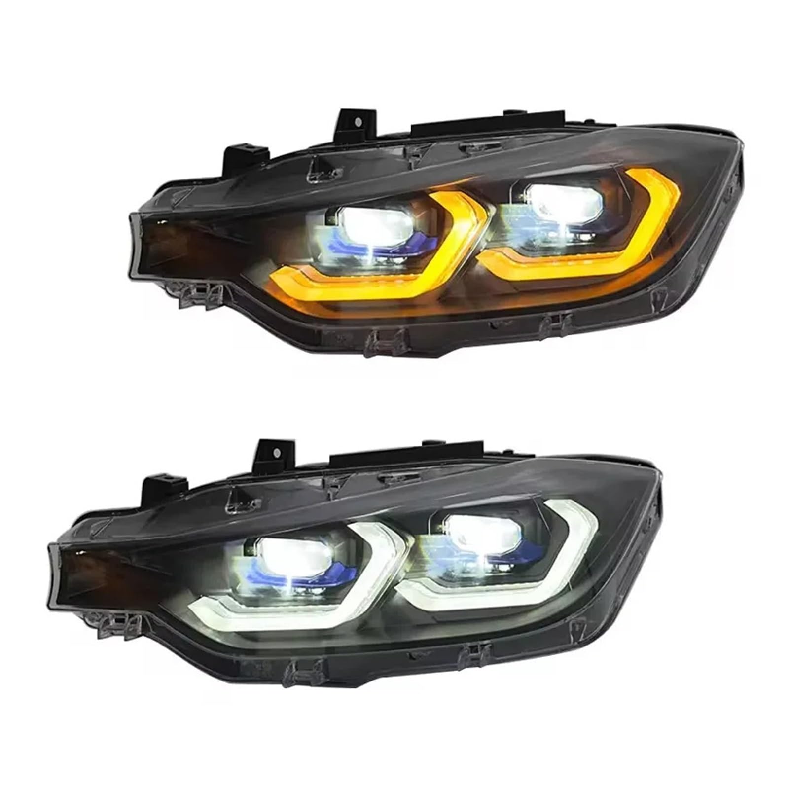 Paar LED-Scheinwerferbaugruppe Kompatibel for BMW F30 F35 320i 328i 335i 3er-Serie 2013-2018 DRL Bernstein Blinker Lichter Autozubehör(Replace Xenon) von JLPOCRBJ