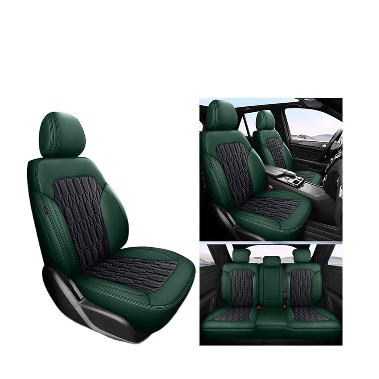 Passgenauer Sitzbezug for Autozubehör, kompletter Satz, 5 Sitze, Leder, speziell kompatibel for GMC Sierra, Autozubehör, Sitzbezug for Autos(Green) von JLPOCRBJ