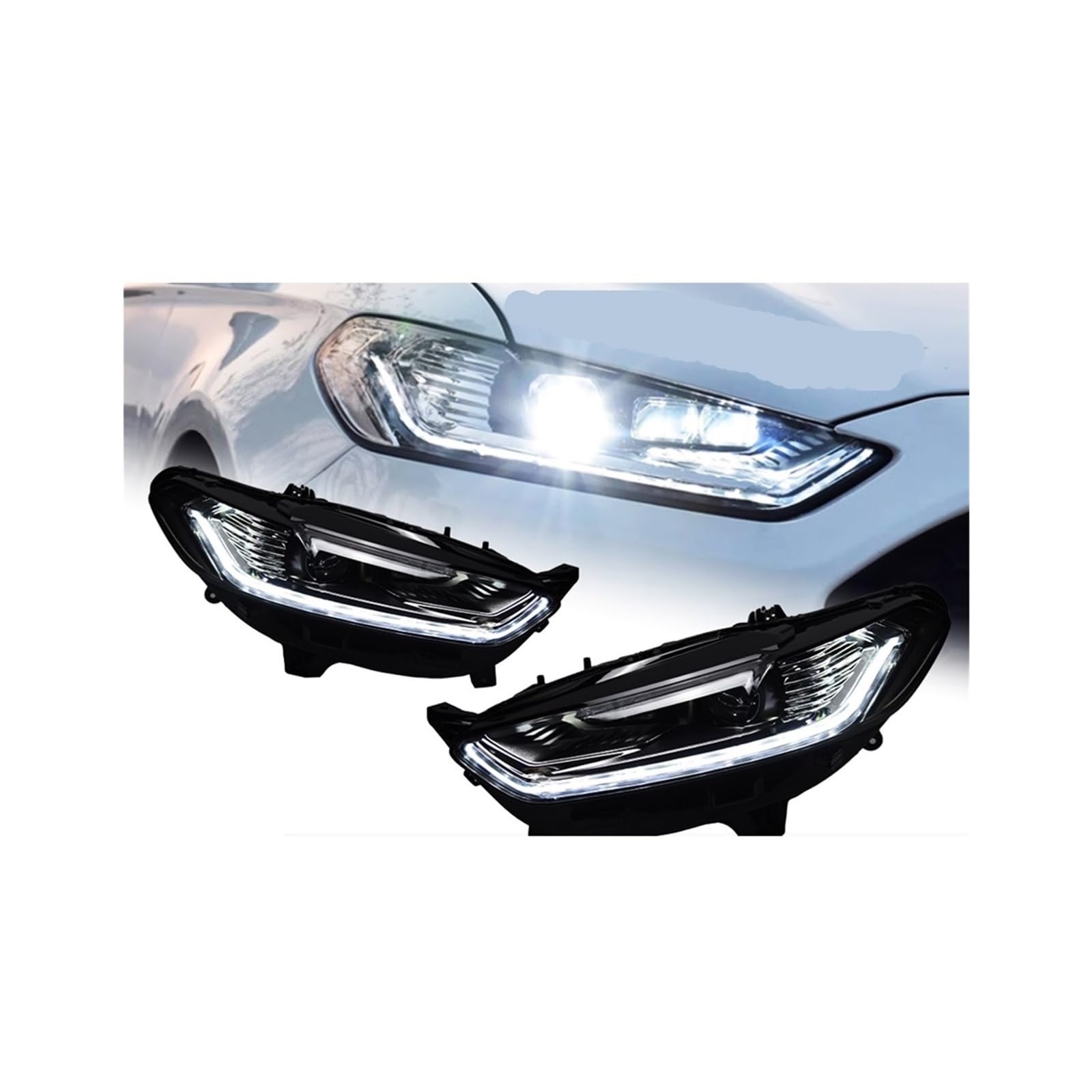 Scheinwerfer Kompatibel for Ford Mondeo Fusion Scheinwerfer 2013-2016 Scheinwerfer DRL Blinker Fernlicht Angel Eye Projektorlinse von JLPOCRBJ