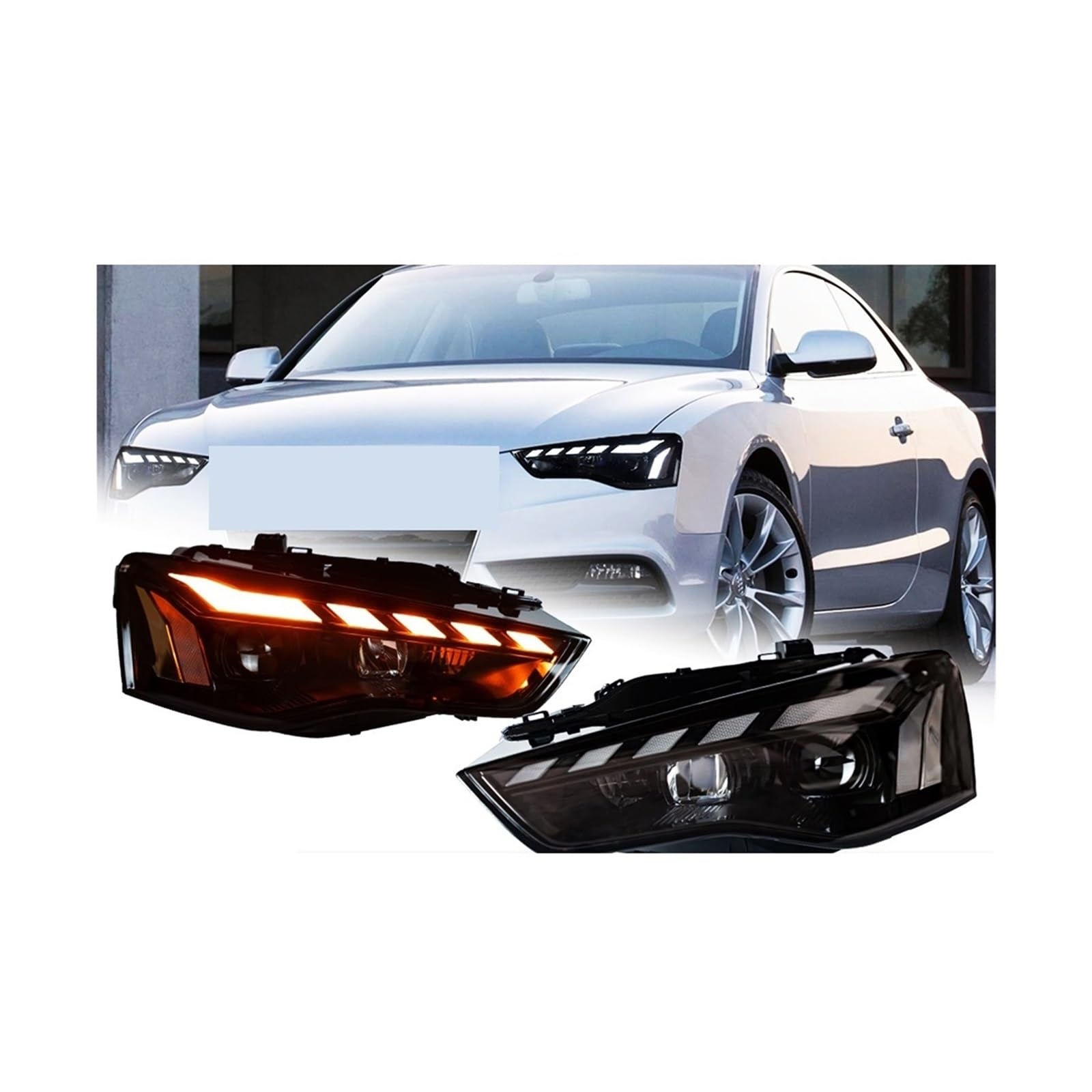 Scheinwerfer kompatibel for Audi A5 A5L LED-Scheinwerfer 2008–2016 Scheinwerfer A5 DRL Blinker Fernlicht Angel Eye Projektorlinse(08-11,RHD) von JLPOCRBJ