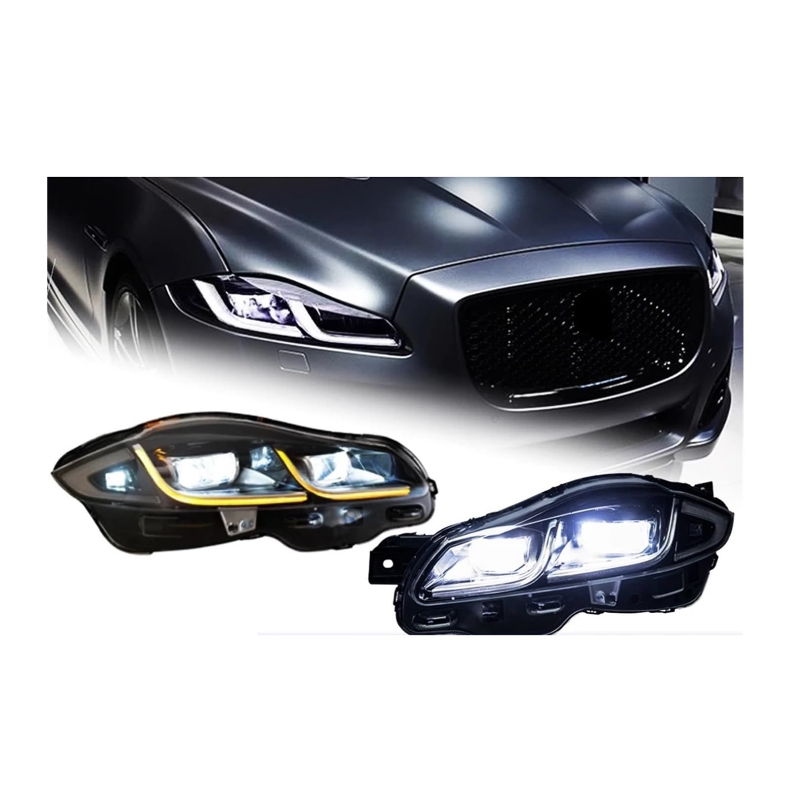 Scheinwerfer kompatibel for Jaguar XJL LED-Scheinwerfer 2011–2019 Scheinwerfer XJ XF XE DRL Blinker Fernlicht Angel Eye Projektorlinse(Style a) von JLPOCRBJ