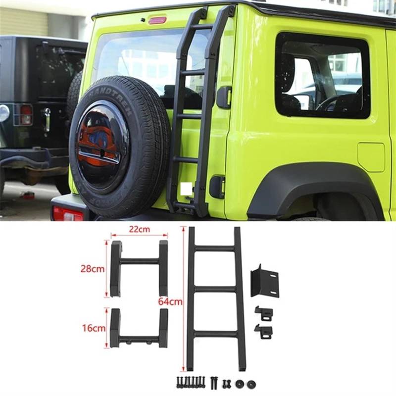 Schutzrahmen Kompatibel for Suzuki Jimny JB74 Auto-Hecktür-Heckklappenleiter Kompatibel for Suzuki Jimny 2019 2020 2021 2022 Außenzubehör(Black A) von JLPOCRBJ