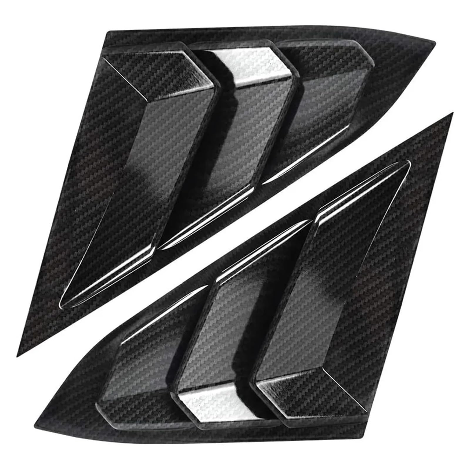 Seitenfenster-Heckspoiler, dreieckige Lamellen, Schaufelabdeckung, kompatibel mit Honda Civic Sedan 2016–2019, Schwarz/Carbonfaser-Look(Carbon Fiber Look) von JLPOCRBJ