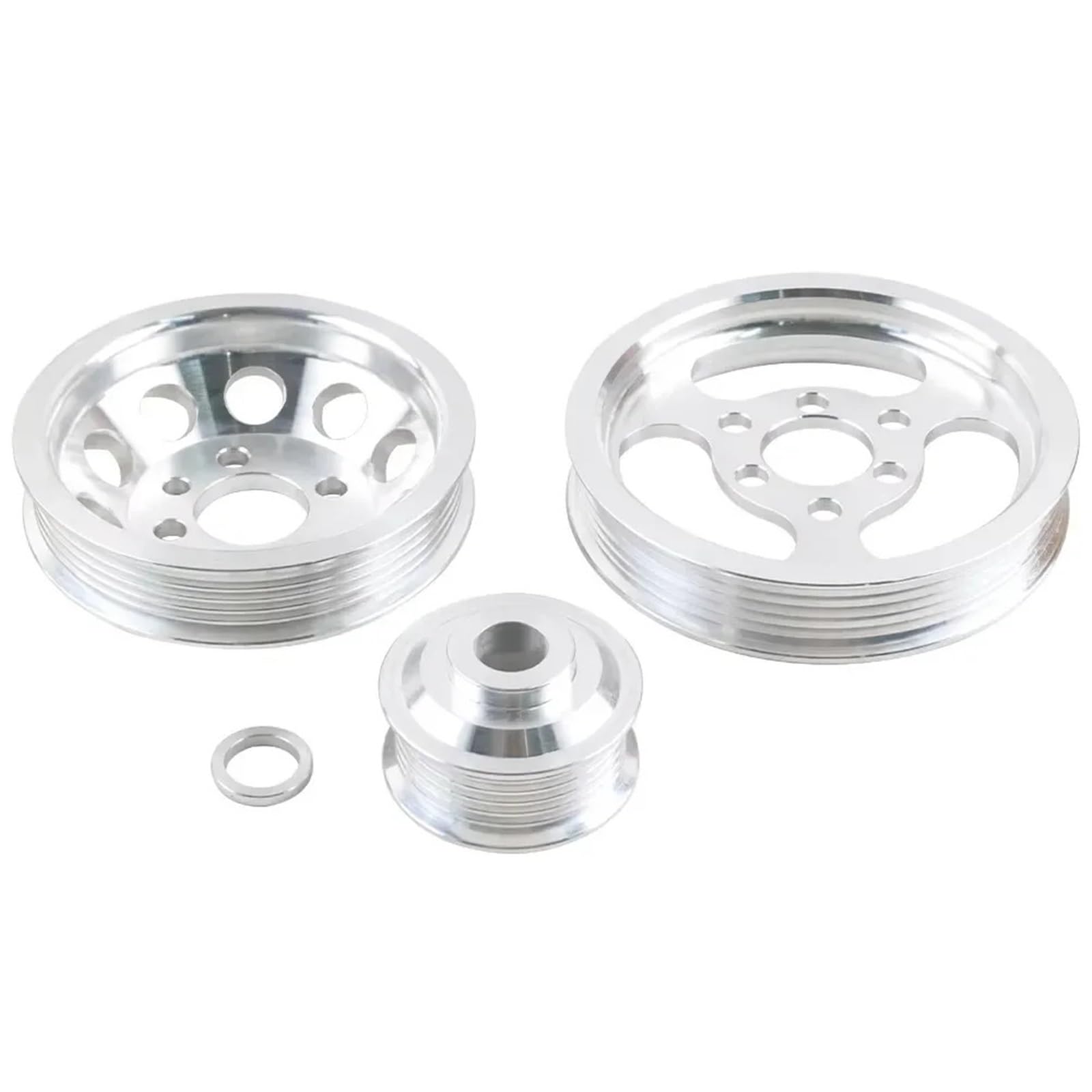 Set 3 Stück Auto-Verschleißteile Billet-Aluminium-Kurbelwelle Kurbelriemenscheibe kompatibel for VW Golf GTI Jetta Beetle 99–05 1,8 T 2,0 L 20 V(Silver) von JLPOCRBJ