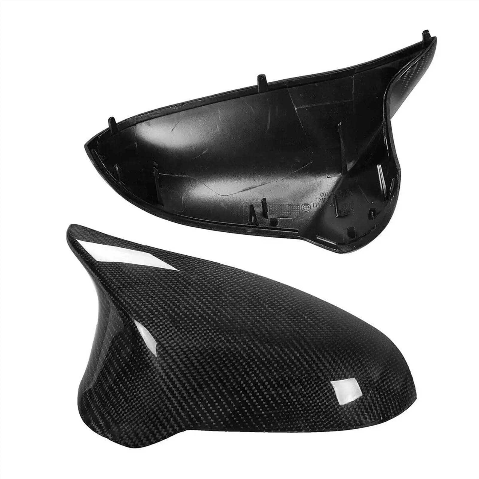 Spiegelabdeckung kompatibel for BMW F80 M3 F82 F83 M4 2014-2020 F87 M2 Competition 2018-2021 Carbon Fiber Rückspiegelkappe Schale Clip On/Add On(Carbon fiber black) von JLPOCRBJ