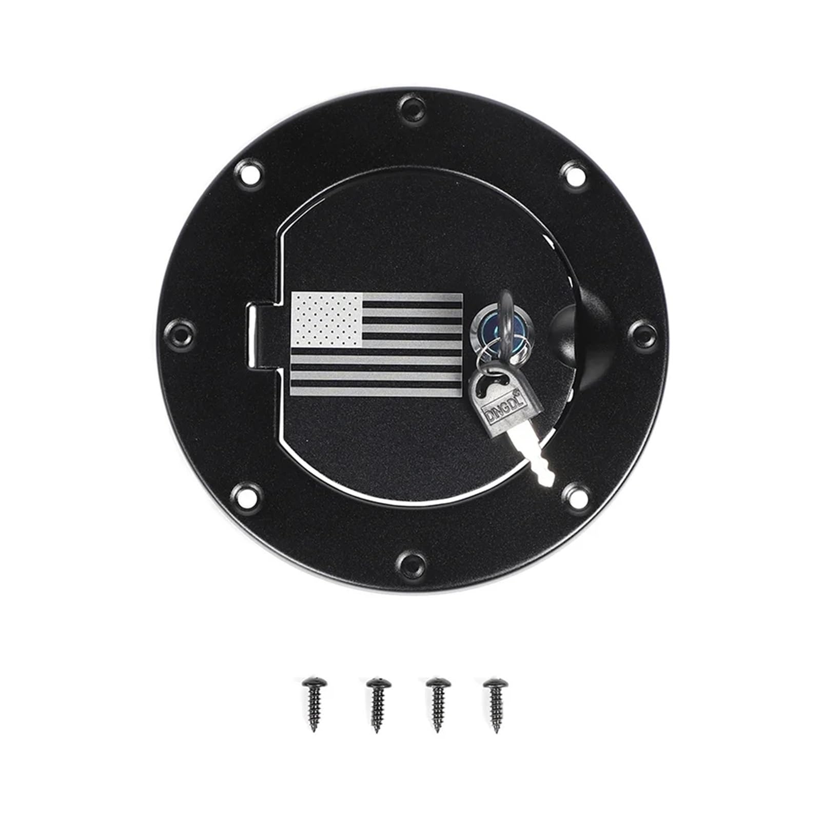 Tankdeckel-Abdeckungsdekoration mit Tastensperre, ABS-Aluminiumlegierung, kompatibel for Jeep Wrangler TJ 1997–2006, Auto-Außenzubehör(Flag with key B) von JLPOCRBJ