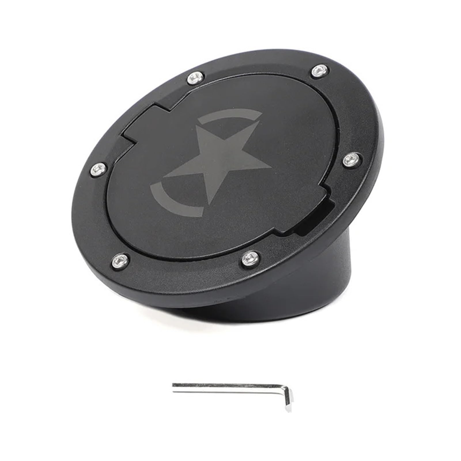 Tankdeckel-Abdeckungsdekoration mit Tastensperre, ABS-Aluminiumlegierung, kompatibel for Jeep Wrangler TJ 1997–2006, Auto-Außenzubehör(Pentagram) von JLPOCRBJ