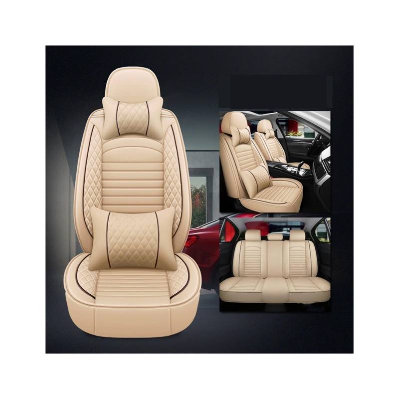 Universeller 5-Sitzer-Autositzbezug, kompatibel mit VW Polo Golf Passat CC Touran Tig/uan To/ureg To/uareg Phaeton T-ROC Multivan Autozubehör(Beige 5 Seat-01) von JLPOCRBJ