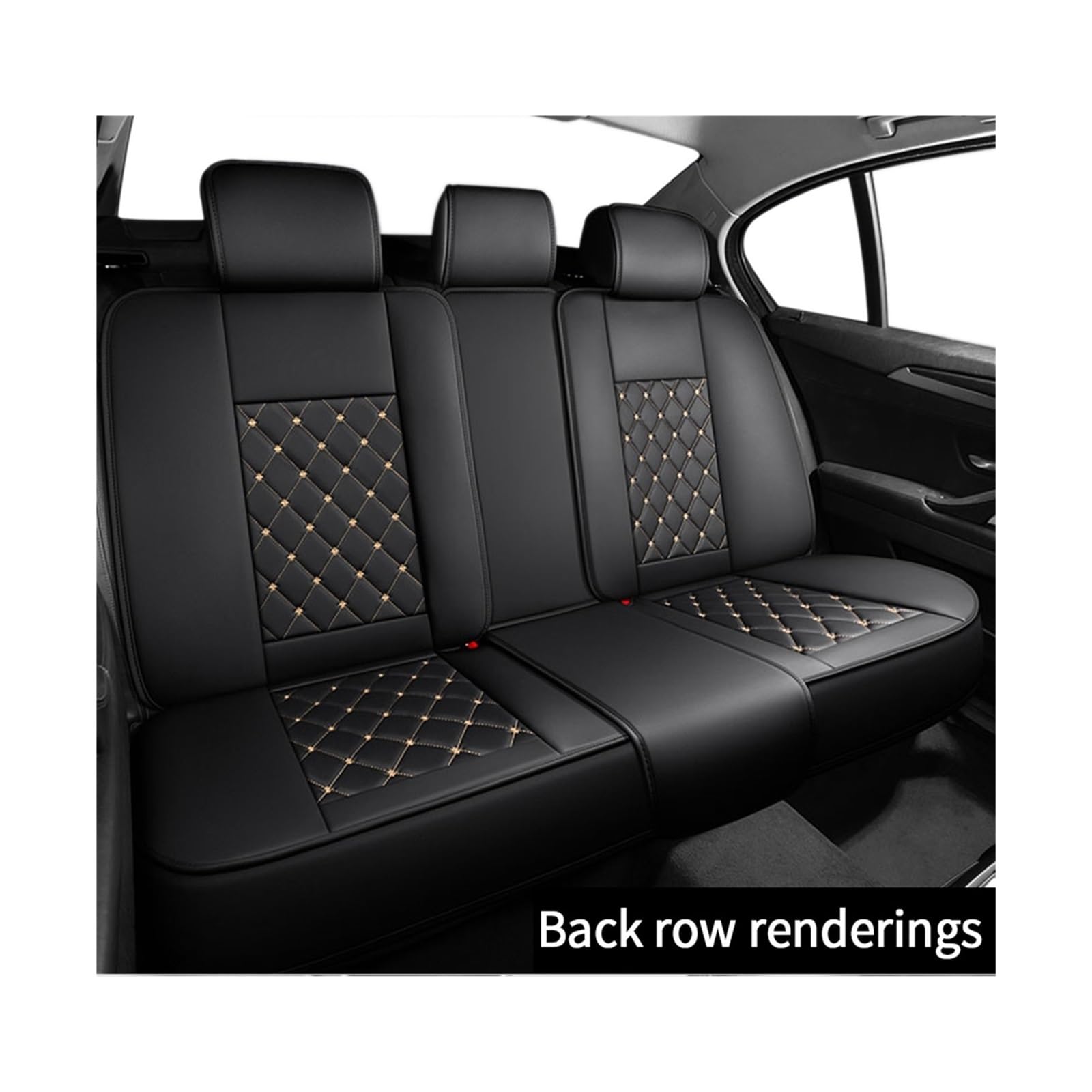 Vollständig umgebendes Auto-Stuhlschutz-Zubehör, Nappaleder-Autositzbezug-Set, universelles Fahrzeugsitzkissen for Vorder-/Rücksitz(Rear Seat Gold) von JLPOCRBJ