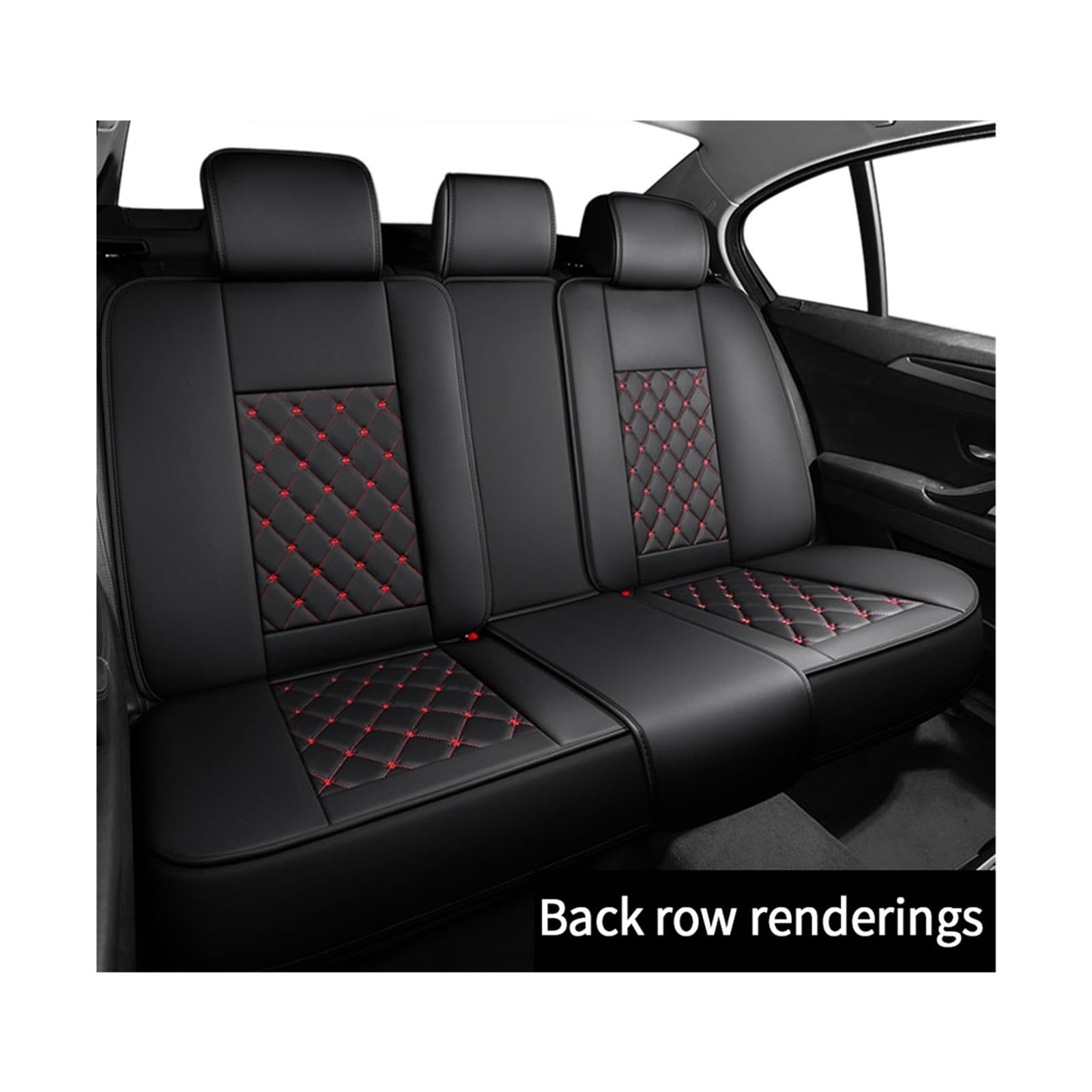 Vollständig umgebendes Auto-Stuhlschutz-Zubehör, Nappaleder-Autositzbezug-Set, universelles Fahrzeugsitzkissen for Vorder-/Rücksitz(Rear Seat Red) von JLPOCRBJ