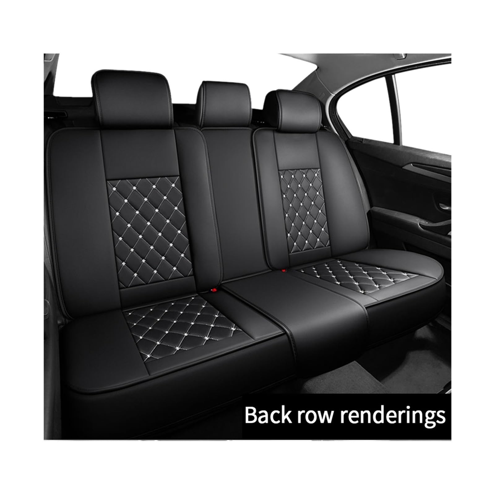 Vollständig umgebendes Auto-Stuhlschutz-Zubehör, Nappaleder-Autositzbezug-Set, universelles Fahrzeugsitzkissen for Vorder-/Rücksitz(Rear Seat White) von JLPOCRBJ