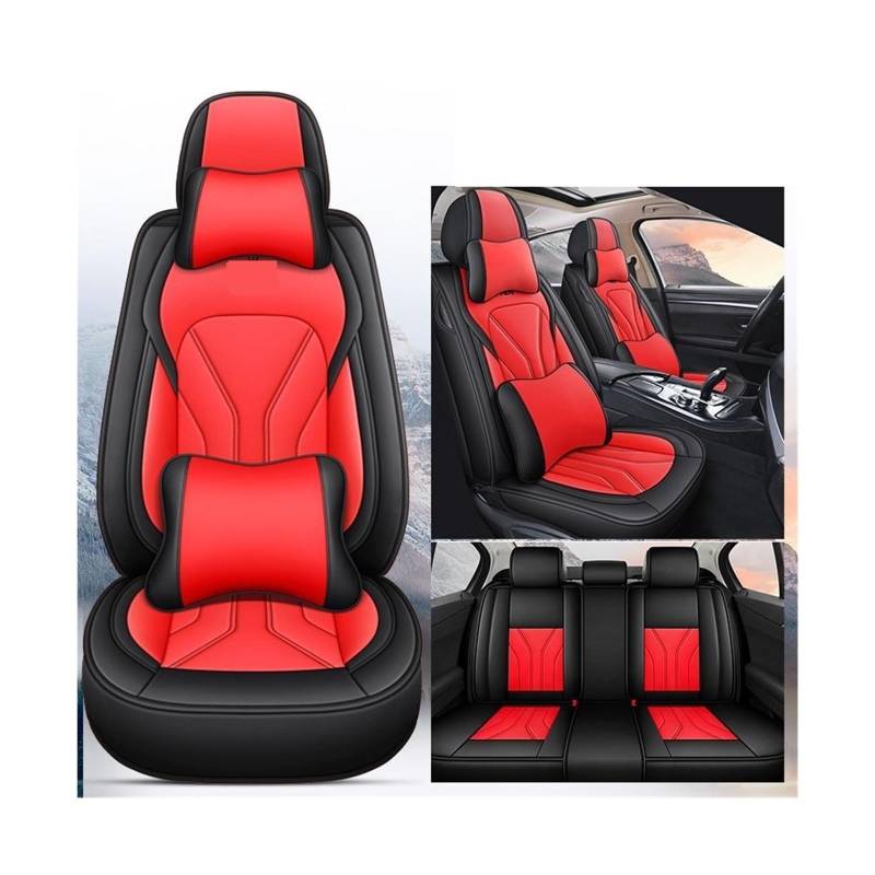 Vorne + Hinten Autositzbezug Komplettset Kompatibel for Fiat 500 500L 500X Bravo Doblo Fiorino Fullback Idea Palio-Weekend Perla Punto Qubo Siena(Black red luxury) von JLPOCRBJ