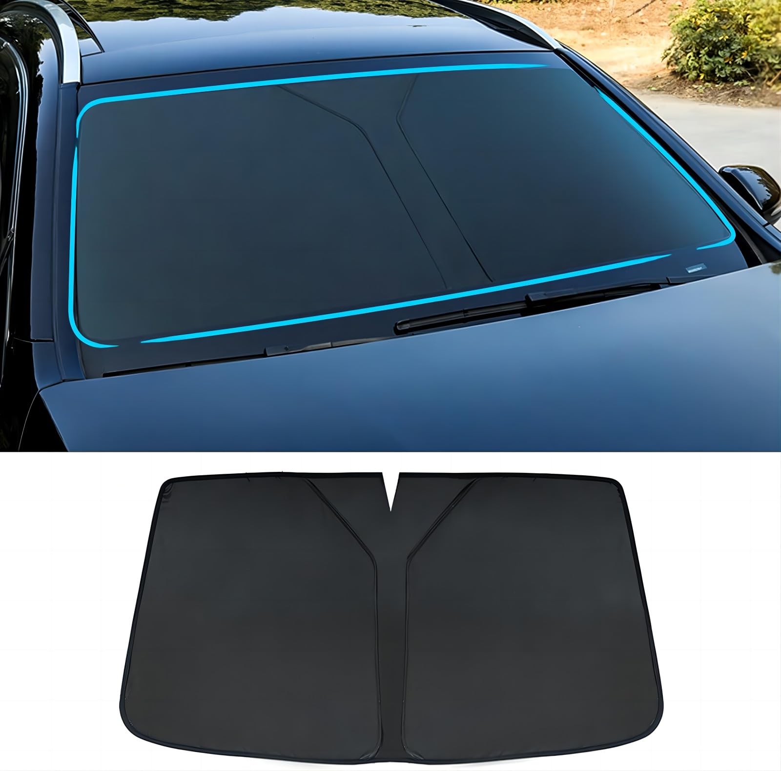 Sonnenschutz Auto Frontscheibe für BMW 3 Series F30 F31 F34 F35 3 Compact 2000-2023 2024, Windschutzscheibe Sonnenblende Sonnenblende Vorne Faltbar Blockiert UV-Strahlen,Black von JLQFYWL