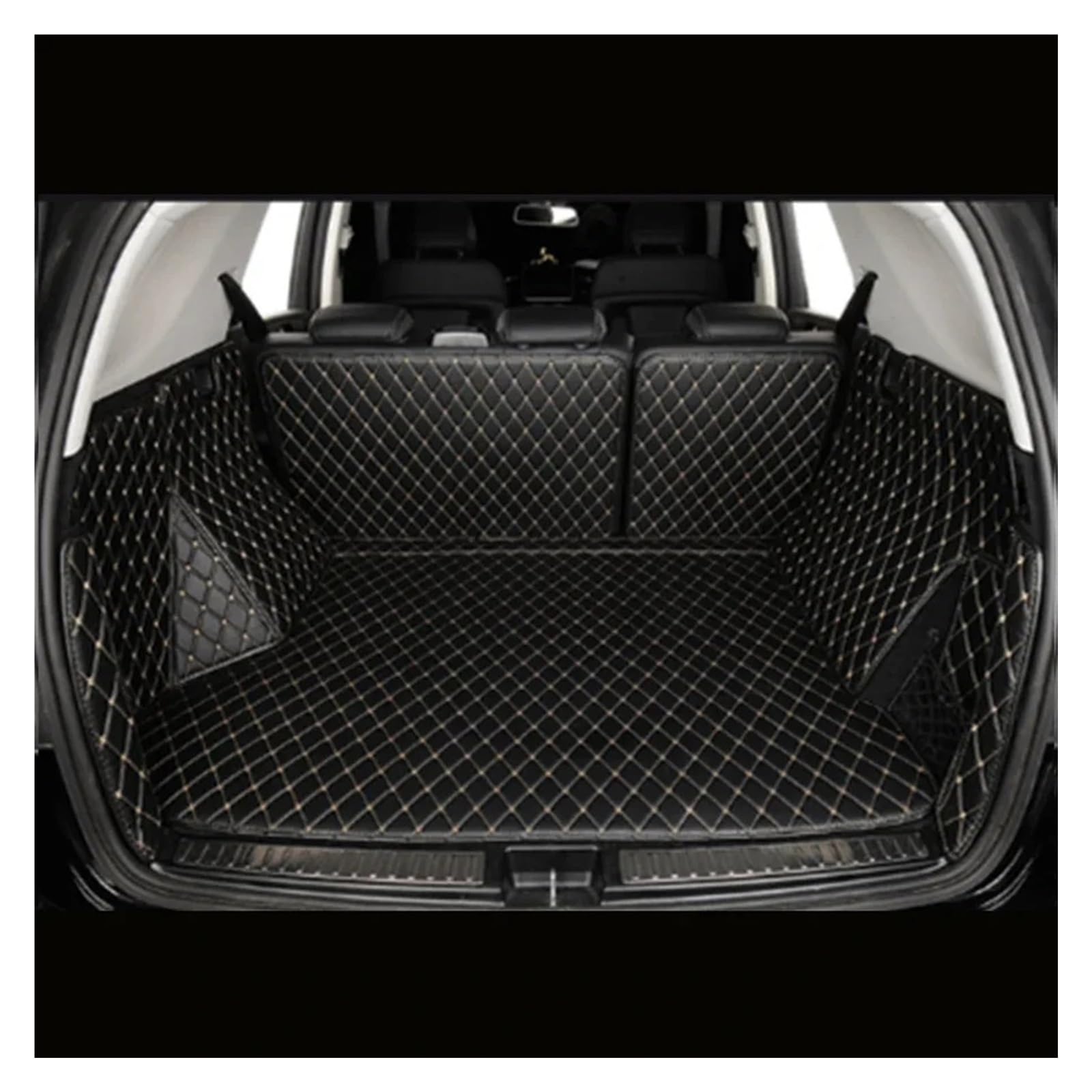 Auto Kofferraummatte Für Genesis GV70 2020 2021 2022 2023 Auto Autos Zubehör Boot Pads Cargo-Liner Teppich Kofferraum Matte Kofferraum Schutzmatte(Black with beige) von JMOLXURI